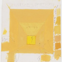 Color study for a Mitered Square, n.d., Oil and collage on blotting paper, 7 1/8 x 6 7/8 inches (18.1 x 17.5 cm), © 2017 The Josef and Anni Albers Foundation/Artists Rights Society (ARS), New York. Courtesy David Zwirner, New York/London.