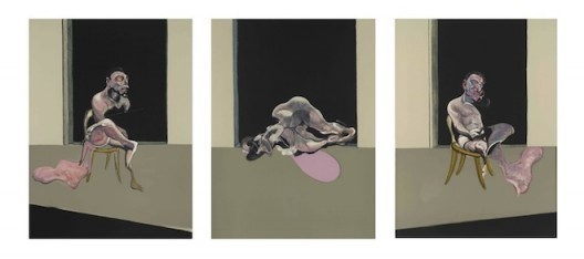 Francis Bacon, Triptych August 1972_1989, Bacon and Freud: Graphic Works, 18 January 2017 – 25 February 2017, Marlborough Graphics, London, marlboroughlondon.com 弗朗西斯·培根,《三联画1972-1989》©弗朗西斯·培根遗产基金会,《弗朗西斯·培根和卢西恩·佛洛伊精选平面作品展》,2017年1月18日-2月25日,马乐伯平面设计,伦敦