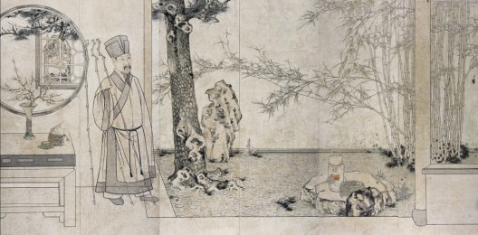 鄭力,《我亦有亭深竹里,也思歸去聽秋聲》,水墨設色紙本,184 x 372 cm,2015(圖檔由藝術家及漢雅軒提供) ZHENG Li,“I have a pavilion deep in the bamboo forest, where I long to listen to the autumn wind”,Ink and Colour on Paper,184 x 372 cm,2015( Image Courtesy of the Artist and Hanart TZ Gallery)