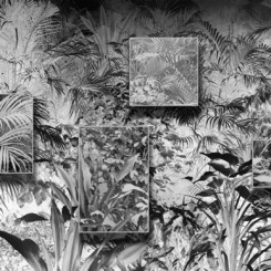 Plants Covered in Dust, 2017
Wallpaper, archival pigment print and wooden frames 139 x 237 inches (353 x 602 cm), Image courtesy of Klein Sun Gallery and the artist, © Ji Zhou.