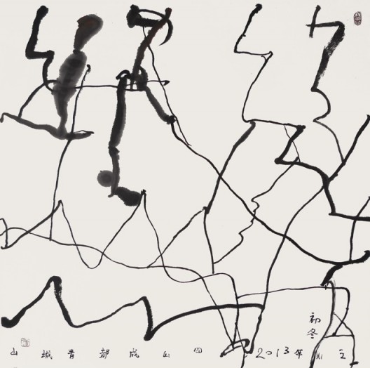 王川流动的绘画