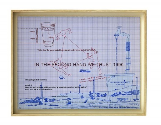 Wu Shanzhuan & Inga Svala Thorsdottir, “Thing's Right(s) Printed 2013, Article 4”, lithography, screen print on Stonehenge paper, 55.5 x 73 cm, 2013(Courtesy of Long March Space) 吴山专 & 英格 – 斯瓦拉·托斯朵蒂尔,《物权版画2013 第四条》,纸上丝网、平板印刷,55.5 x 73 cm,2013(图片由长征空间提供)
