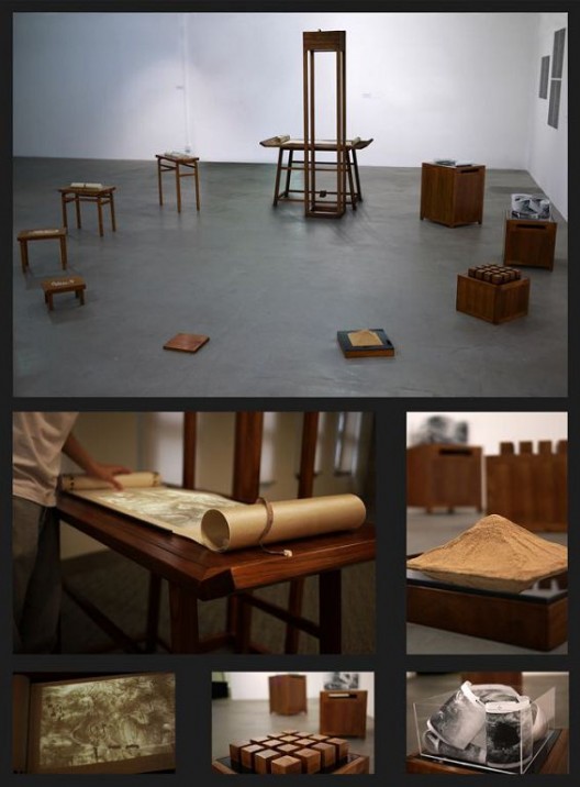 WONG Chung-yu, “A Transiting Cycle of Dualism”, Installation: Ink on paper, pastel, wooden furniture, digital media with interaction, 250 x 700 x 700 cm, 2013(Image courtesy of the Artist and Hanart TZ Gallery) 黄琮瑜《相生阵》,装置艺术:水墨纸本、粉彩、木制品、互动数码媒体,250 x 700 x 700 cm,2013(图片由艺术家及汉雅轩提供)