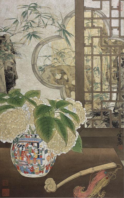郑力,《子孙满堂》,水墨 设色 纸本,109 x 68 cm,2002(图片由艺术家及汉雅轩提供) ZHENG Li,