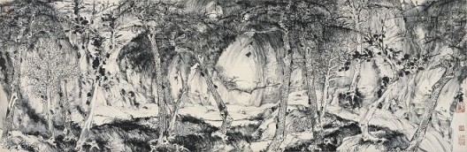 郑力,《小万壑松风图》,水墨 纸本,34 x 104 cm,2009(图片由艺术家及汉雅轩提供) ZHENG Li,