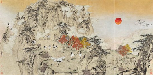 郑力,《玉宇高飞》,水墨 设色 纸本,137 x 276 cm,2016(图片由艺术家及汉雅轩提供) ZHENG Li,