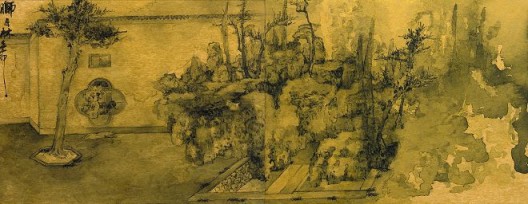 郑力，《狮子林写生》，水墨 金笺，31.5 x 82 cm，2011（图片由艺术家及汉雅轩提供） ZHENG Li, 