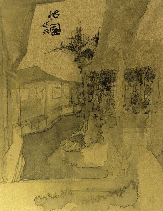 郑力,《怡园》,水墨 金笺,40.5 x 38 cm ,2012(图片由艺术家及汉雅轩提供) ZHENG Li,