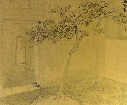 郑力,《网师园》,水墨 金笺,38 x 45.5 cm,2008(图片由艺术家及汉雅轩提供) ZHENG Li,