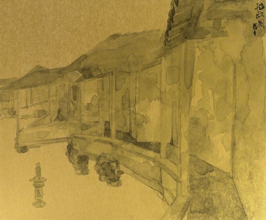 郑力,《拙政园》,水墨 金笺,38 x 45.5 cm,2008(图片由艺术家及汉雅轩提供) ZHENG Li,