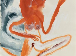 Don Van Vliet, Untitled (Woman), 1986, Gouache on paper, 30 x 22 1/4 inches (76 x 57 cm)唐·凡·弗利特，《无题》（女人），1986，纸上水粉，76 x 57 cm