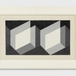 Josef Albers
Modified Repetition, 1943
Oil on Masonite
15 1/2 x 25 1/2 inches 
39.4 x 64.8 cm 
Initialed and dated lower right recto; signed, titled, dated, and inscribed verso
© 2017 The Josef and Anni Albers Foundation/Artist Rights Society, New York 
Courtesy David Zwirner, New York/London