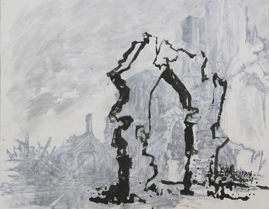 Yang Jiechang 楊詰蒼, Arc de Triomphe 1914-2014, 2014,  ink and acrylic on paper, mounted on canvas, 152 x 191cm (image courtesy the artist)