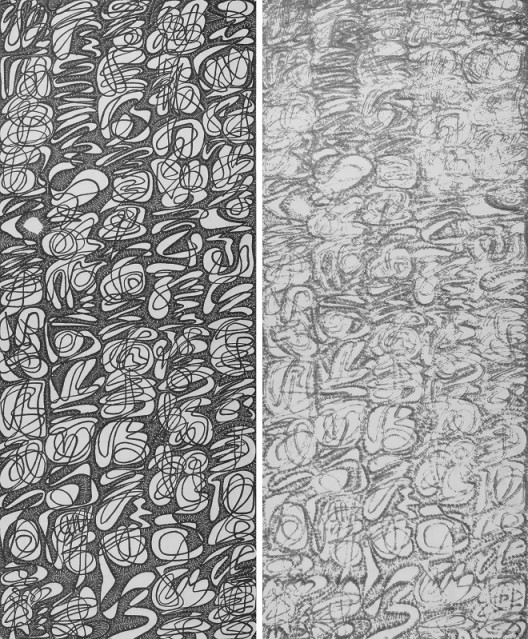 Wang Duo, Imitation in Xie An‘s Calligraphy (Yin · Yang) 王铎,《临谢安贴》（阴 · 阳） Ink on Paper, 370 x 144 cm x 2 pieces, 2017 ( as 1 set )