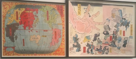 Sam Durant, “1853-1900, Map of the World, Japan Centered”, colored pencil on paper, diptych, 51.9x61.8, 57.2x76.2cm, 2015