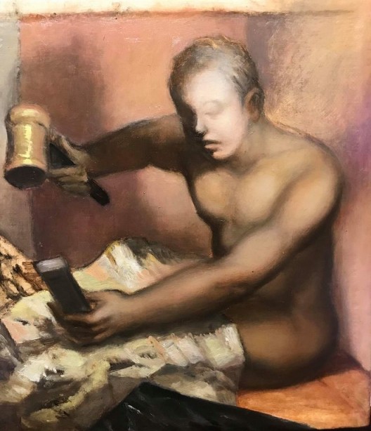 Chen Ching-Yuan, Hammer and Chisel, 2018, Oil on canvas, 21x18cm