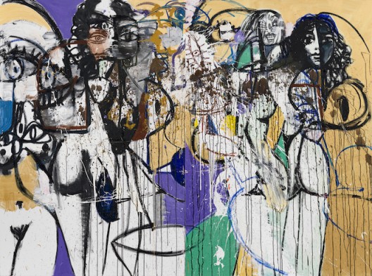 George Condo, “The End of Bank Street”, oil pigment stick and metallic paint on linen, 182.9 x 248.8cm, diptych, 2016 © Sprüth Magers 乔治·康多, 《银行街之末》,油画颜料棒、金属颜料、亚麻画布，182.9×248.8 cm，双联画, 2016，© Sprüth Magers