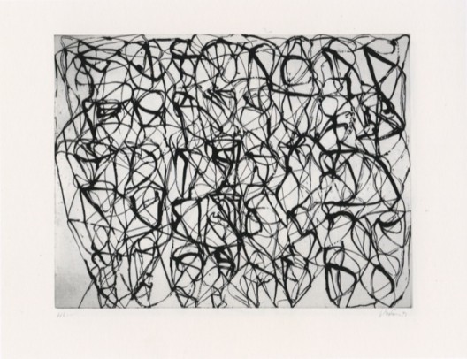 Brice Marden, Cold Mountain Series, Zen Studies 5 (Early State), 1990, Etching, aquatint, sugar lift aquatint, spit bite aquatint and scraping on paper, 69 x 89.5 cm © 2018 Brice Marden/Artists Rights Society (ARS), New York. Courtesy Gagosian