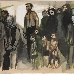 Andrzej Wróblewski
Group Scene no.238, undated. 
Watercolour and gouache on paper
5 7/8 x 8 1/4 inches 
15 x 21 cm 
ⓒ Andrzej Wróblewski Foundation/www.andrzejwroblewski.pl. Private collection.