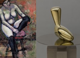 Marcel Duchamp, Nu aux bas noirs (Nude with Black Stockings), 1910, oil on canvas, 45 5/8 x 35 1/8 inches, 116 x 89 cm. © Artists Rights Society (ARS), New York/ADAGP, Paris/Estate of Marcel Duchamp. Vicky et Marcos Micha Collection, Mexico City. Photo by Francisco Cohen.

Constantin Brancusi, Leda, 1925, polished bronze, 21 1/4 x 27 1/2 x 9 1/2 inches, 54 x 70 x 24 cm, Edition of 5, cast by Susse Fondeur, Paris in 2016. © Succession Brancusi, all rights reserved/Artists Rights Society (ARS), New York/ADAGP, Paris.