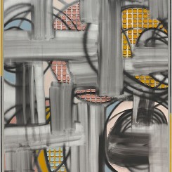 Keltie Ferris, [[[GENAU]]], 2018, oil and acrylic on canvas in artist's frame, 187 x 156 cm