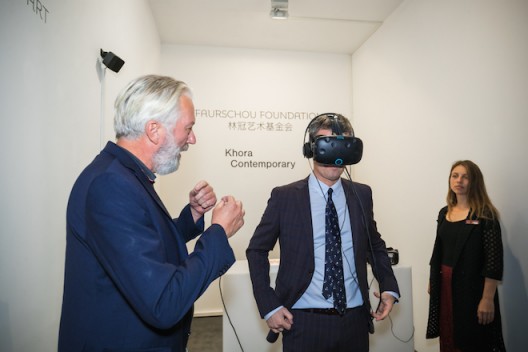 Frederic Crown Prince of Denmark experiencing the VR work of Yu Hong Beijing Sep 2019 (Photo Credit Olli Geibel)