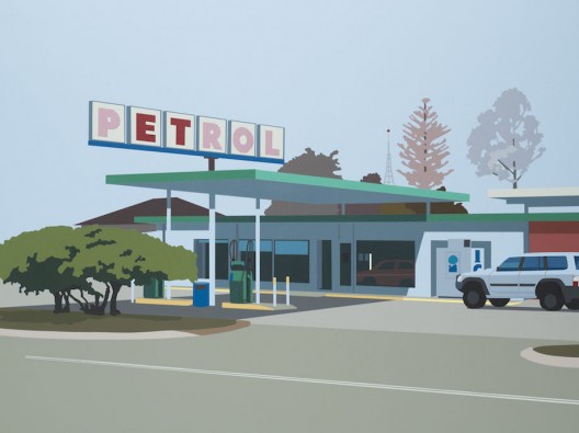 Petrol Station 2018 Acrylic on board 46 x 61cm