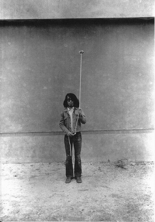 Keiji Uematsu, Stone/Rope/Man II,1974, Gelatin silver print, vintage 120 x 89 cm (47 1/4 x 35 1/8 in.) Edition 1 of 3. Courtesy the artist and Simon Lee Gallery.