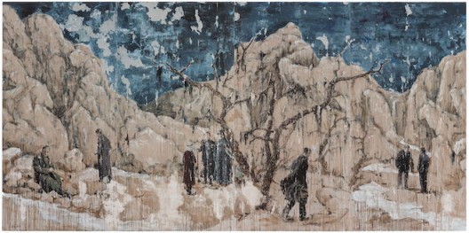 深谷桃源之三 | Peach Orchard in the Valley No.3 木板综合材料 | Mixed Media on Wood 244×488cm (四联拼 | Tetraptych) 2018