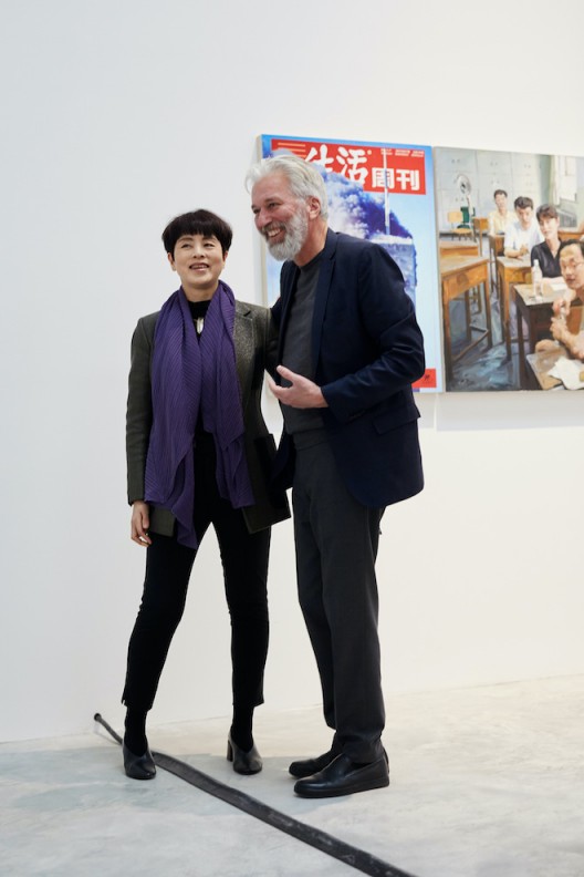 Artist Yu Hong with Jens Faurschou at the opening of Faurschou New York. Photo by Ed Gumuchian, © Faurschou Foundation.
