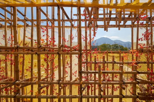 Liang Shuo, In the Peak 2019 Bamboo, plastic mesh, and artificial branches Dimensions variable Commissioned by M+, Hong Kong Installation view, 2019. Image: Winnie Yeung @ iMAGE28 Courtesy of M+, Hong Kong